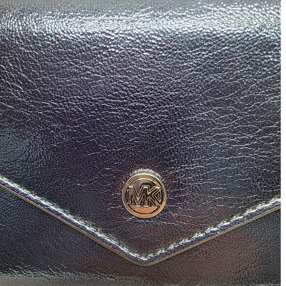 NEW Michael Kors MK Patent Teal Blue Large Envelope Jet Set Continental Wallet - Picture 4 of 12